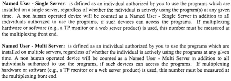 , Oracle Named User Single/Multi Server Licensing