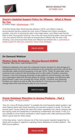 ORACLE’S UPDATED VMWARE SUPPORT STATEMENT, MODERN DATA STRATEGIES WEBINAR, ORACLE TO AURORA MIGRATION AND MORE