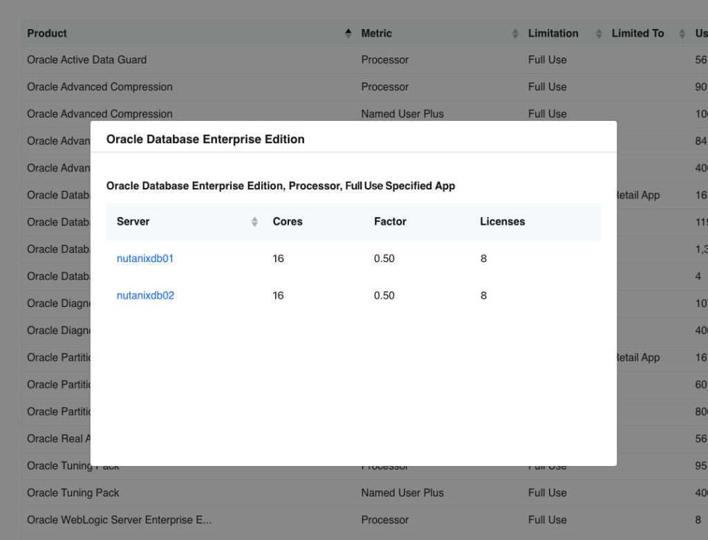 oracle exadata usage map in opscompass