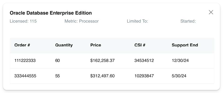 oracle database edition current state in opscompass