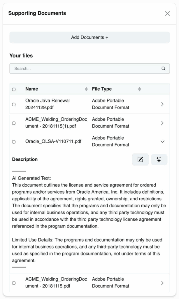 opscompass supporting documents screen