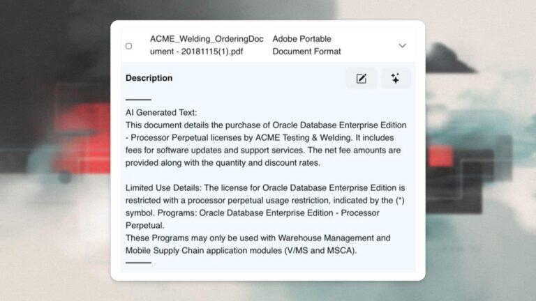 Opscompass entitlement screen with Smart Summary generated descriptions.